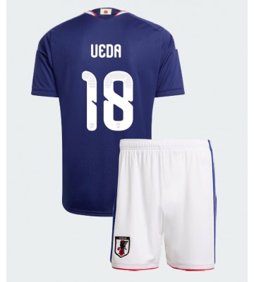 Japan Ayase Ueda #18 Hjemmebanetrøje Børn VM 2026 Kortærmet (+ Korte bukser)